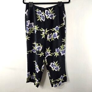 Tommy Bahama 100% Silk Tropical Floral Unlined Capri Cropped Flower Pants Size 8